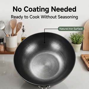 <span class=keywords><strong>Wok</strong></span> en fer pour une cuisson saine à faible teneur en huile, surface martelée antiadhésive, idéal pour les repas en famille et les rassemblements. - Product Image 4