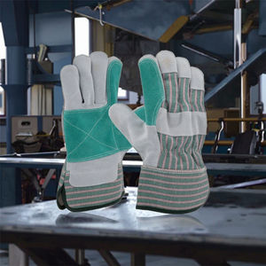 Sıcak satış takviyeli çift Palm İnek bölünmüş deri inşaat güvenliği ağır çalışma kaynak Rigger eldiven - Product Image 4