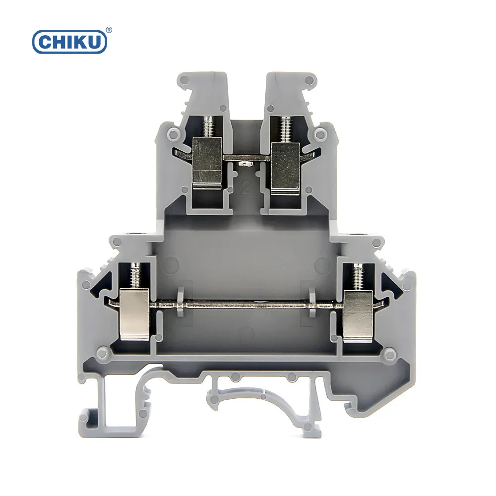 Chiku RUKK3 Dubbele Niveaus Klemmenblok Din Rail Terminal Connector Schroef Klem 600V 20A 2.5mm2