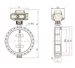 Высокотемпературный дисковый затвор из углеродистой стали с электроприводом для регулирования потока 4-20 мА, вентиляционный, PN16/PN25, с сертификатом CE - Product Image 2