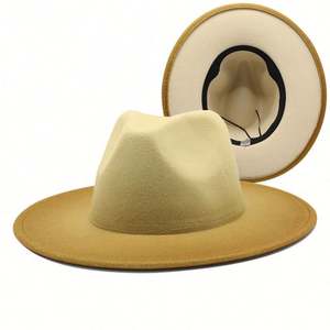 Chapeau Fedora Vintage Bicolore à Rayures pour l'Hiver, Décontracté, Extérieur et Soirées - Product Image 6