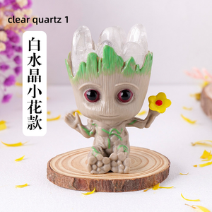SCJ Ingrosso Pietre Curative Intagliate, Ornamento Intagliato a Forma di <span class=keywords><strong>Groot</strong></span> in Ametista e Quarzo Cristallino - Product Image 5