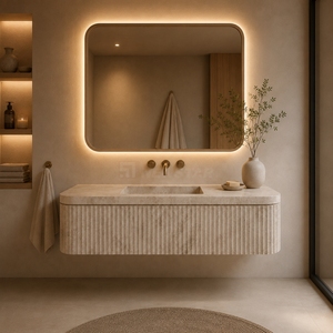 Decoración Vintage para Baño, Encimeras Acanaladas Beige Taj Mahal, Mármol Natural - Product Image 2