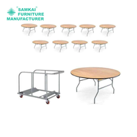 Table pliante de banquet ronde de luxe SK-ZDZ-F002 de 48 pouces avec finition en bois massif pour mariages et événements