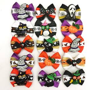 Groothandel Kleurrijke Halloween Huisdier Trim Strikken Bloemenhond Puppy Haar Strik Met Rubberen Band - Product Image 2