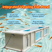Bassin à poissons Koi extérieur en PP QihangRAS, prix usine, aquarium durable sur mesure avec système de filtration à fenêtre attrayant