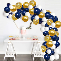 Nouveau Kit Guirlande de Ballons Bleu Marine et Or, Ballons Confettis Bleus, Argentés et Blancs pour Remise de Diplôme, Anniversaire, Baby Shower, Mariage - Vente Flash