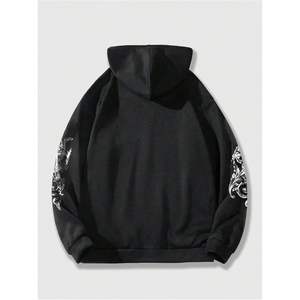 Sudadera con capucha y cremallera para hombre, diseño gótico, 100% algodón, felpa francesa, transpirable, estilo urbano. - Product Image 5