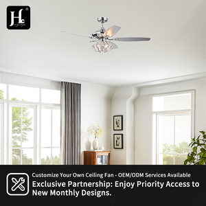Crystal 220V 52-Inch Decorative LED <b>Ceiling</b> Fan with <b>Light</b> for Bedroom, <b>Remote</b> <b>Control</b> Included - Product Image 5