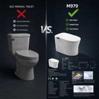 WC intelligent monobloc en céramique avec bidet intégré pour salle de bain, ensemble de sanitaires pour projets hôteliers
