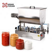 Machine de remplissage pneumatique à piston avec trémie de mélange en U pour sauce chili, beurre de cacahuète, purée de tomate, crème