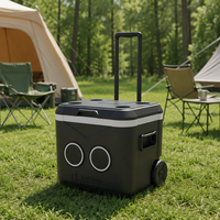 Glacière isotherme portable 52L avec poignée et haut-parleur pour camping, pêche, pique-nique, plage