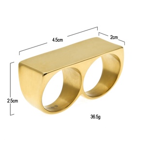Anillo <span class=keywords><strong>Doble</strong></span> de Acero Inoxidable 316L para Hombre, Chapado en Oro de 18K, Anillo Hip Hop de Alta Calidad para Hombre - Product Image 6