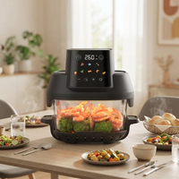 Friteuse à air en verre avec fenêtre de visualisation incluse, cuisson visible sans huile, four à air de comptoir, écran tactile numérique