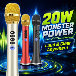Amplificateur de puissance karaoké 3 en 1, caisson de basses, microphone sans fil Yin, micro, microfono inalambrico profesional, liaison FM à l'autoradio - Product Image 1