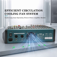 ELM DN833 350W Mixeur de son de scène professionnel actif 8 canaux avec interface USB, contrôleur et égaliseur 14 bandes, amplificateur de puissance vert AC