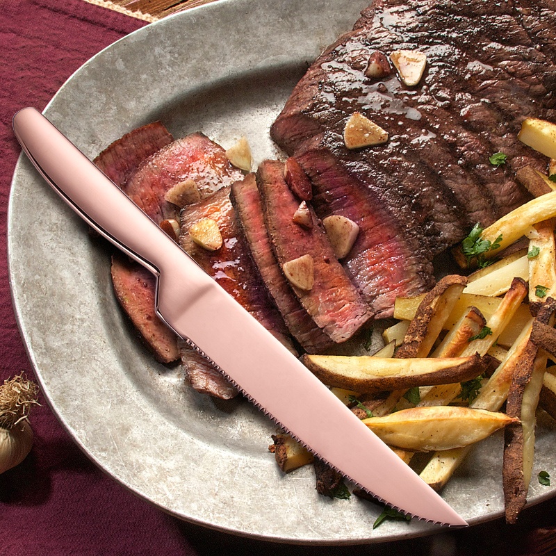 Кухонный нож шеф-повара Sharp 3cr13, ножи из нержавеющей стали с золотым зубчатым стейком для ресторана