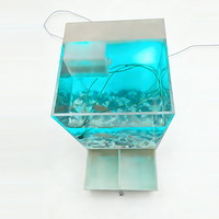 Aquarium carré moderne de luxe en acrylique transparent avec éclairage - 3L, taille et couleur personnalisables, sans entretien, avec filtre automatique
