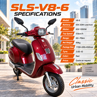 Scooter électrique SLS-V8-6 pour les trajets en ville, moteur puissant 60V 1000W, autonomie longue portée 60-70 km, batterie au plomb-acide, E-Moped