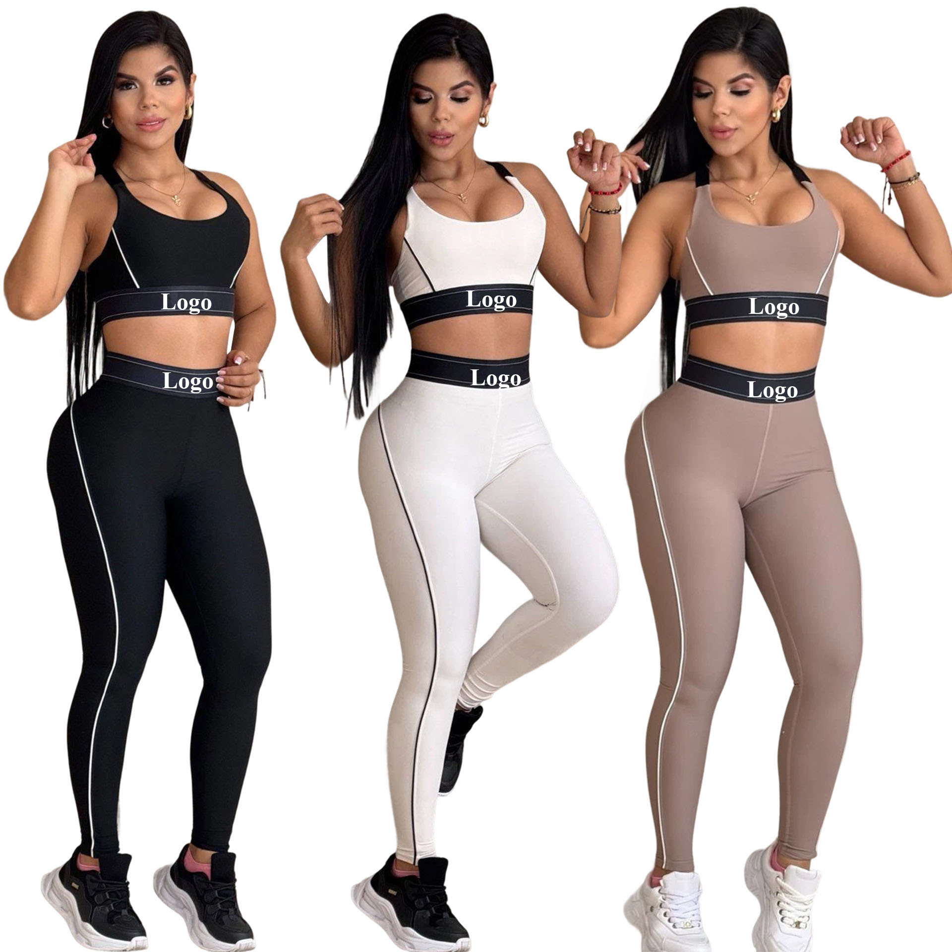 2025 New Style Luxury Brand Women's Sports Bra Set Summer Sleeveless Tank Top & Leggings Pant Jogger 2 Piece Yoga Set