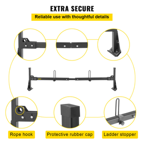 Extension <span class=keywords><strong>remorque</strong></span> échelle support toit noir supports bouchons pour fourgonnette et camion système de cargaison galerie de toit avec échelle sur le côté - Product Image 5