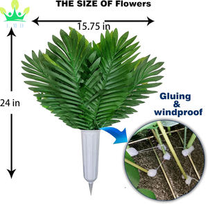 Искусственное кладбище цветы для могилы ваза надгробный камень шелковая Цветочная композиция могила Розовая Лилия и Роза мемориальная ваза для букета - Product Image 4