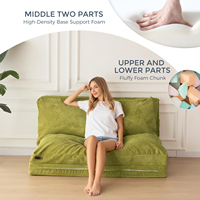 Matelas de sol en velours en gros avec housse lavable, canapé-lit pliant en mousse pour lecture et détente, canapé compressible pour salon et chambre