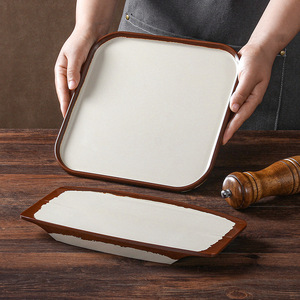 Platos de melamina Xiangyuan Meimei, platos retro de imitación de porcelana para guarniciones, plato rectangular comercial dividido para aperitivos. - Product Image 2