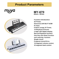 MY MUSIC MY-670D Portable 61 Lighted Keys Electronic Keyboard Digital Piano Electric Organ Musical Instruments