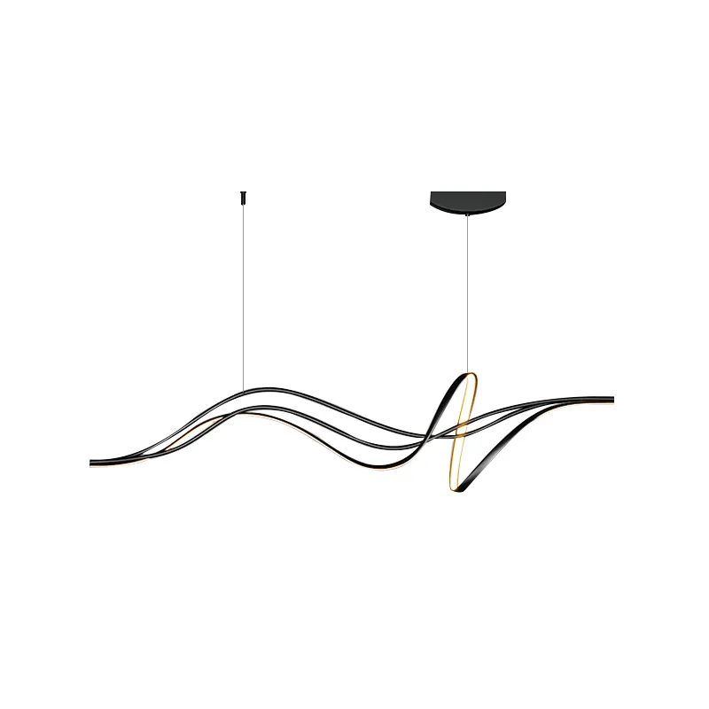 Modern Black Chandelier For Dining Room Kitchen Living Room Bedroom Curve Led Pendant Lamp Table Indoor Decor Lighting Fixture