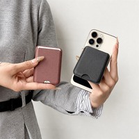 Funda magnética para teléfono con tarjetero, soporte universal, adhesivo trasero, cubierta protectora delgada de cuero tecnológico con bolsillo para tarjetas