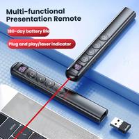 Puntero Láser Inalámbrico Recargable con Pantalla Digital, Control Remoto para Presentaciones, RF 2.4GHz, Alcance de Control de 100M
