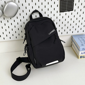 Nylon Sling <b>Bag</b> <b>Small</b> Lightweight Zipper Closure Embossed Logo All Seasons Daily Use Crossbody Backpack With Pendant - Product Image 2