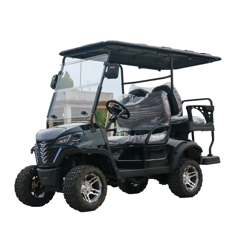 Schwarzer Rad 4-Sitzer Elektro-Golfwagen Buggies Benzin-Golfwagen