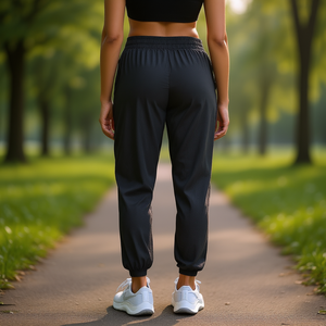 Pantaloni sportivi da donna in tessuto neri/grigi con elastico in vita, traspiranti, lunghezza alla caviglia, vestibilità regolare, con striscia laterale Nike MSS-CZ8286010 Viet - Product Image 2