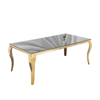 Table de réception haut de gamme en acier inoxydable avec plateau en verre rectangulaire à haute capacité de charge pour hôtels, banquets, salles de réception et événements