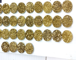 10*14mm Natural plano ovalado chapado en oro Druzy piedra preciosa suelta grado AAA para la fabricación de joyas - Product Image 1