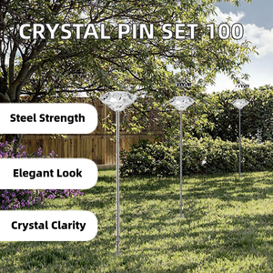 Lot de 100 épingles en métal de luxe faites à la main en acier inoxydable avec cristaux transparents, vente en gros pour fleuristes <span class=keywords><strong>Hui</strong></span> <span class=keywords><strong>Huang</strong></span> - Product Image 2