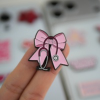 Autocollants de téléphone électroplaqués en émail de zinc et de fer, rose girly coquette, texte arabe personnalisé, infirmière, stéthoscope, nœud, fleur d'hibiscus