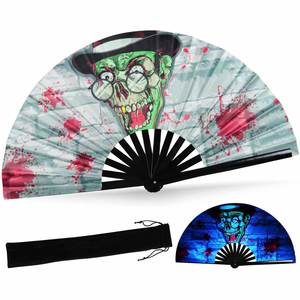 Abanico Plegable Personalizado de Plástico, Bambú y Tela, Abanico Grande para Bodas, Eventos, Festivales de Música y Baile - Product Image 3