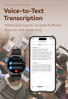 Montre d'enregistrement de réunions intelligente IA 2026 avec assistant vocal IA, traduction en temps réel, enregistreur vocal, contrôle par application, écran TFT 1,53 pouces, 5 ATM