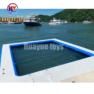 Inflatable Yacht Pool Ocean Floating Square Inflatable Sea Swimming Pool with Anti Jelly Fish Net For Adults