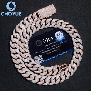 Cadena de eslabones cubanos de moissanita de 18 mm chapada en oro rosa de plata de ley 925 de dos tonos, estilo hip-hop para hombre, joyería Iced Out - Product Image 5