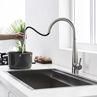 Robinet mitigeur de cuisine en acier inoxydable, à levier unique unique, en acier inoxydable 304 / 316