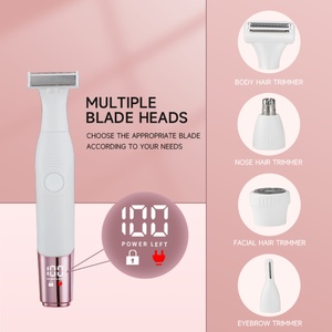 Kit d'épilation électrique 8-en-1 étanche pour femmes et hommes, IPX7, utilisation humide/sèche, pour le corps, le visage, le maillot et le nez, rechargeable - Product Image 4