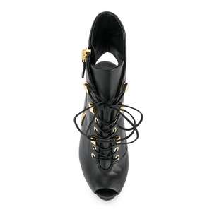 Nero DELL'UNITÀ di elaborazione di Cuoio Lace up Sexy Dello Stiletto <span class=keywords><strong>Alti</strong></span> Talloni del Partito di Sera Punk Stivaletti - Product Image 3