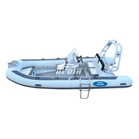 Bateau pneumatique semi-rigide Hedia 16 pieds (4,8 m) en aluminium avec coque rigide en Hypalon, tube gonflable 480 et moteur hors-bord à vendre