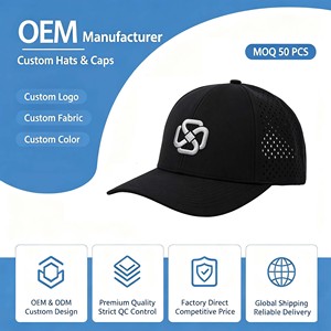 Gorra de 7 Paneles sin Estructura con Perforaciones Cortadas a Láser y Parche Bordado, Gorra Snapback de Visera Plana con Estampado de Árbol para Correr - Product Image 1