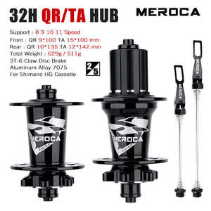 Meroca, 5 rodamientos, freno de disco de 6 pernos, buje de bicicleta de montaña MTB, 8 9 10 11 <span class=keywords><strong>velocidades</strong></span>, bujes delanteros traseros de aleación de aluminio con casete <span class=keywords><strong>Shimano</strong></span> HG - Product Image 6