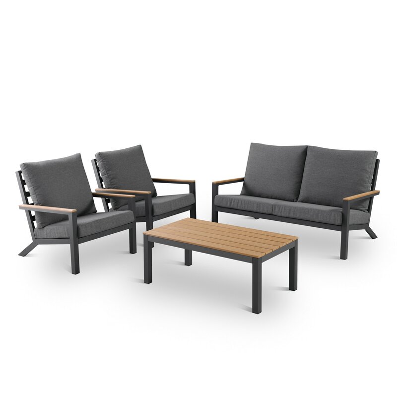 Patio furniture garden outdoor furniture sofa set aluminum 4 pieces sofa seating group with cushions